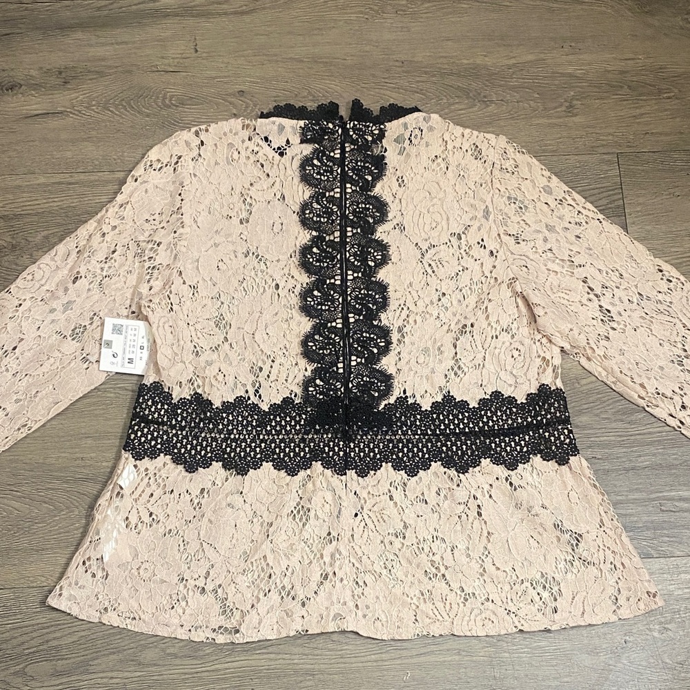 NWT Zara Lace Peplum Blouse in Cream and Black - Picture 9 of 11